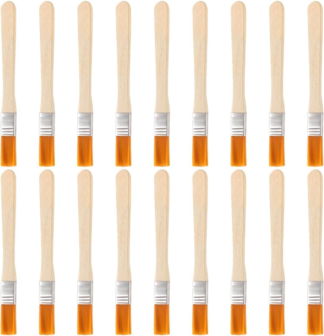 18pcs Flat Paint Brushes, 0.5" Width Soft Nylon Bristle Watercolor Detail Pen Bulk with Wood Handle for Wall Cabinets Fences
