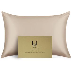 Silk Pillow Cases Certified Organic 100% Pure Mulberry Silk Pillowcase Grade 6A 25 Momme Pillowcase (Taupe, Queen, Pack of 1)
