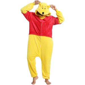 Unisex Adult Animal Onesie Pajamas, Mens Womens Flannel Halloween Cosplay Costume/Homewear/Sleepwear (Large, Yellow)