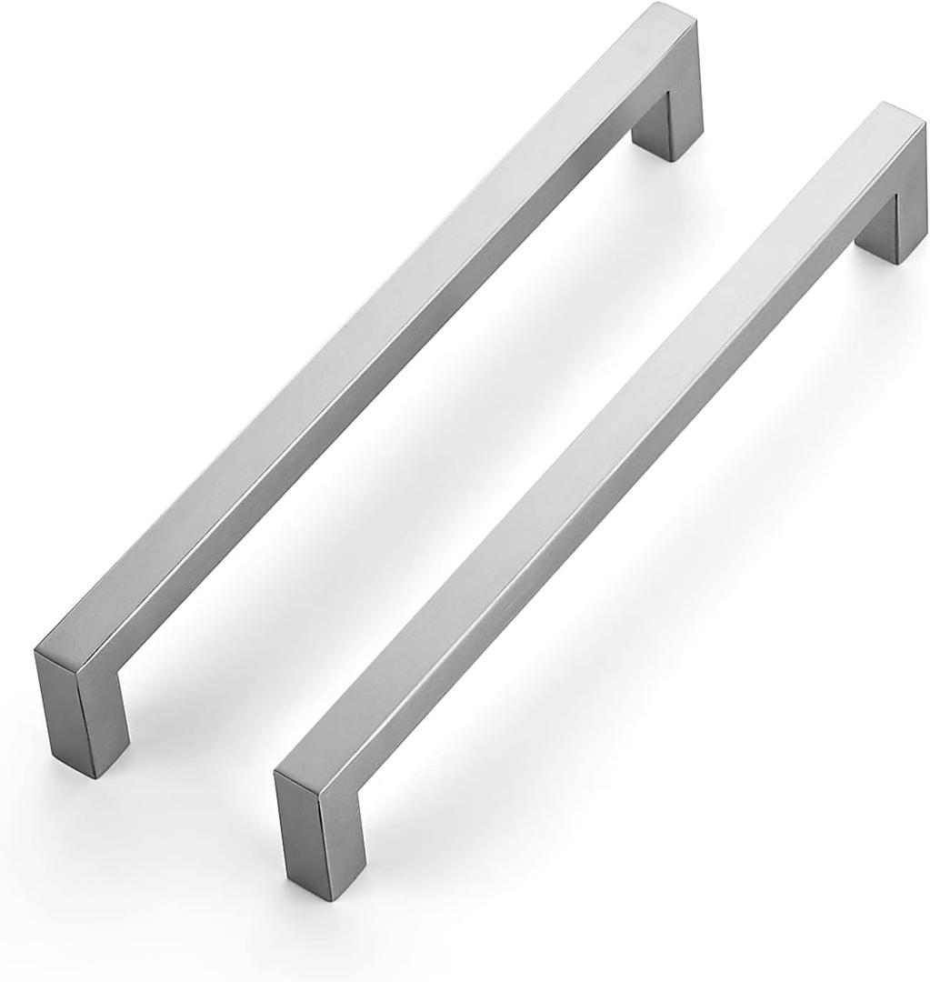 Ravinte 10 Pack 8 Inch Kitchen Square Cabinet Handles Satin Nickel Pulls Brushed Nickel Kitchen Cabinet Hardware Handles for Cupboard Drawer Pulls