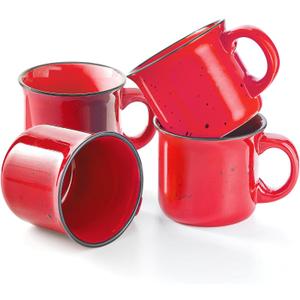bestone Coffee Mugs Set of 416 oz Large Coffee Mugs, Ceramic Mugs with Handles,Salad,Noodles etc Coffee Mugs, Cups for Coffee Cereal Latte Microwave & Dishwasher safeRed
