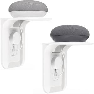 WALI Outlet Shelf Wall Holder,Bathroom Walls Shelves up to 10lbs Standard Vertical Duplex Wall Shelf Organizer for Smart Home Decor Space Saving Power Tools, Toothbrush (OLS002-W), 2 Pack, White