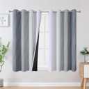 Estelar Textiler Grayish White and Grey Blackout Curtains for Living Room, Ombre Thermal Insulated Noise Reducing Blackout Drapes for Bedroom, Full Room Darkening Grommet Curtains, 52Wx45L, 2 Panels