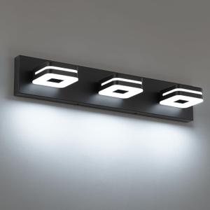 Modern LED Bathroom Vanity Light Dimmable Matte Black 3-Light Fixture 18W 24" Wall Light Day Light 5500K 110V AC