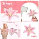 Suncalla 30 Pack Large Artificial Lilies Flower Heads with Realistic Stamens 5.9" Faux Fake Lily Flower Heads Bulk for DIY Crafts Cake Wedding Bridal Wreaths Table Home Party Decor (Pastel Pink)