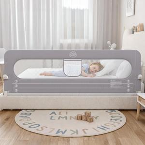 Bed Rail for Toddlers,71in Foldable Bed Rail for Baby, Baby Bed Rail Guard with Reinforced Carbon Steel Frame&Connectors for Twin Full Queen King Bed