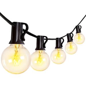 Globe String Lights with 27 Clear G40 Bulbs, Connectable Outdoor /Indoor Lights for Wedding Christmas Camping RV Garden Patio Gazebo Porch Pergola Bistro Backyard Balcony Deck, 25ft Black Wire