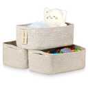 Small Storage Baskets for Organizing, Woven Storage Bins for Shelves, Gift Basket Empty, Cute Decorative Closet Organizer, Baby Rope Basket, Dog Toy Storage, 13.2x8.2x5.2”, 3Packs Mixed Brown