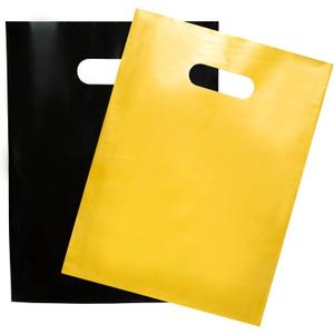 Merchandise Bags Black and Gold Color 200 Count 9"x12" Size 1.5Mil Thick With Handles