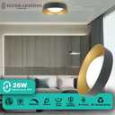 15.5 Inch LED Flush Mount Ceiling Light Fixture, 26W, Super Bright 1800 Lumen, 3 Color 3000K/4000K/5000K, Matt Black with Gold Inside, Dimmable Ceiling Lamp for Bedroom Hallway Bathroom Outdoor