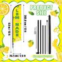 Fanfanwin Lemonade Feather Flag with Pole Kit 15 ft Banner Sign for Business Advertising Feather Flag Sign with Flagpole for Outside Garden Business Store Party, 30.48 x 144 inches