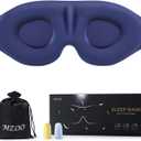 MZOO Luxury Sleep Eye Mask for Side Sleeper Men Women, Zero Eye Pressure 3D Sleeping Mask, Light Blocking Patented Design Night Blindfold, Soft Eye Shade Cover for Travel, Blue