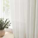 Nanspring Cream Linen Curtains 84 Inches Length for Living Room 2 Panels Set Grommet Light Filtering Gauze Window Sheer Curtain Modern Rustic Farmhouse Burlap Look Textured Semi Sheer Drapes 52x84