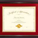 Red Diploma Frames 11x14 with Mat - Certificate Frame 8.5x11 Inch with Mat - 11x14 Inch Without Mat - For Document/Photo(Double Mat - Red with Gold Rim