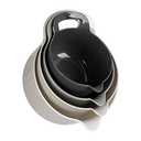 BoxedHome 4 Pack Nesting Mixing Bowl with Pour Spout and Handle, BPA free Microwave & Dishwasher Safe(Grey, 4 Pack with Handle)