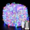 Ollny Rope Lights 33FT 100 LED, USB Multicolor String Lights with Remote, 8 Modes IP68 Waterproof Timer Fairy Lights for Indoor Outdoor Bedroom Party Christmas Decorations