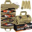 Tool Bag Roll Up, UUP Heavy Duty Rolled Empty Tool Storage Organization, Portable Foldable Rollup Organizer with 2 Small Pouches, Rollable Carrying Toolbag, Dad Men Mechanic Birthday Gifts, Khaki
