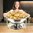 Beviliu 8QT Chafing Dishes for Buffet 4 Pack, Ultra-Large Capacity Warming Trays for Large Gatherings, 8QT Food Warmers for Parties Buffet, Catering Supplies Buffet Display Chafing Dish for Parties