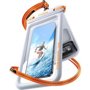 TORRAS IP68 Waterproof Phone Pouch Double Space, Floating Waterproof Phone Case with Lanyard for iPhone 17 Pro Max 16 15 14 S25 S24, Phone Dry Bag Vacation Cruise Ship Travel Essentials 7.0'', White