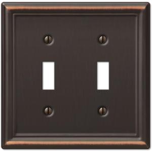Amerelle 149TTDB Chelsea Wallplate, 2 Toggle, Steel, Aged Bronze, 1-Pack
