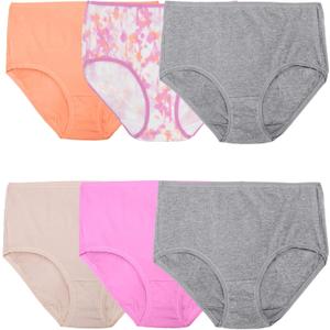 Fruit of the Loom Women's 360 Stretch Underwear, High Performance Stretch for Effortless Comfort, Plus Size (7, Cotton Blend - Brief - 6 Pack