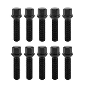 M14x1.5mm Ball Seat Wheel Lug Bolt for Volkswagen 19mm Hex 50mm Shank Length Sturdy | Extended Bolts Black 10 Pcs