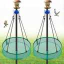 2Pcs Bird Seed Catcher Tray for Hanging Bird Feeder Platform, 4" Deep Birdseed Hoop for Hummingbird Feeders Bee Feeder Outdoor Garden Accessories (Green, 20inch)