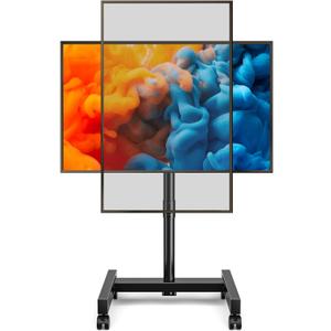 YOMT Mobile TV Cart Rolling TV Stand for 13-50 inch Screens, Tilting and Rotating Mount, Portrait to Landscape, Height Adjustable Portable TV Stand with Wheels Holds up to 44lbs Max VESA 200x200mm