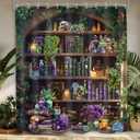 Gothic Skull Shower Curtain 60Wx72H Vintage Witchy Spooky Retro Wizard Magic Bookshelf Succulent Black Unique Cool Bathroom Decor Plant Mysterious Bath Curtain Fabric Polyester 12 Pack Hooks