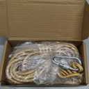 MECCANIXITY Hollow Braided Polypropylene Anchor Rope with Hook, 1/4 Inch 33ft Nylon Floating Line for Marine Pool Life Boat Anchor Rope, Khaki