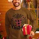 Arvilhill Mens Fleece-Lined Christmas Sweatshirts Raglan Vintage Classic Graphic Pullover (S-3XL) (Brown, XXL)