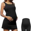 Bhome Maternity Golf Dress Summer with Shorts and Built in Bra for Women M