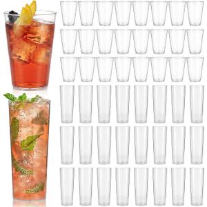 48 Packs Clear Plastic Drinking Glasses Set 10oz Hard Plastic Highball Drinking Glasses & 8 oz Water Cups Collins Whiskey Cups Smoothie Tumbler Drinkware for Iced Coffee, Beer, Cocktail