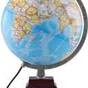 Waypoint Geographic Pacific Plus Illuminated Globe, 12" Blue Ocean-Style World Globe, Up-to-Date Light-Up Globe for Home and Office Decor, 19.5 H x 13.5 W x 12 D