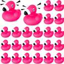 24 Pcs Flamingo Rubber Ducks,Pink Flamingo Ducks Baby Bath Toys Pool Floating Squeaky Mini Ducks for Party Favors Beach Pool Activity Jeep Ducking