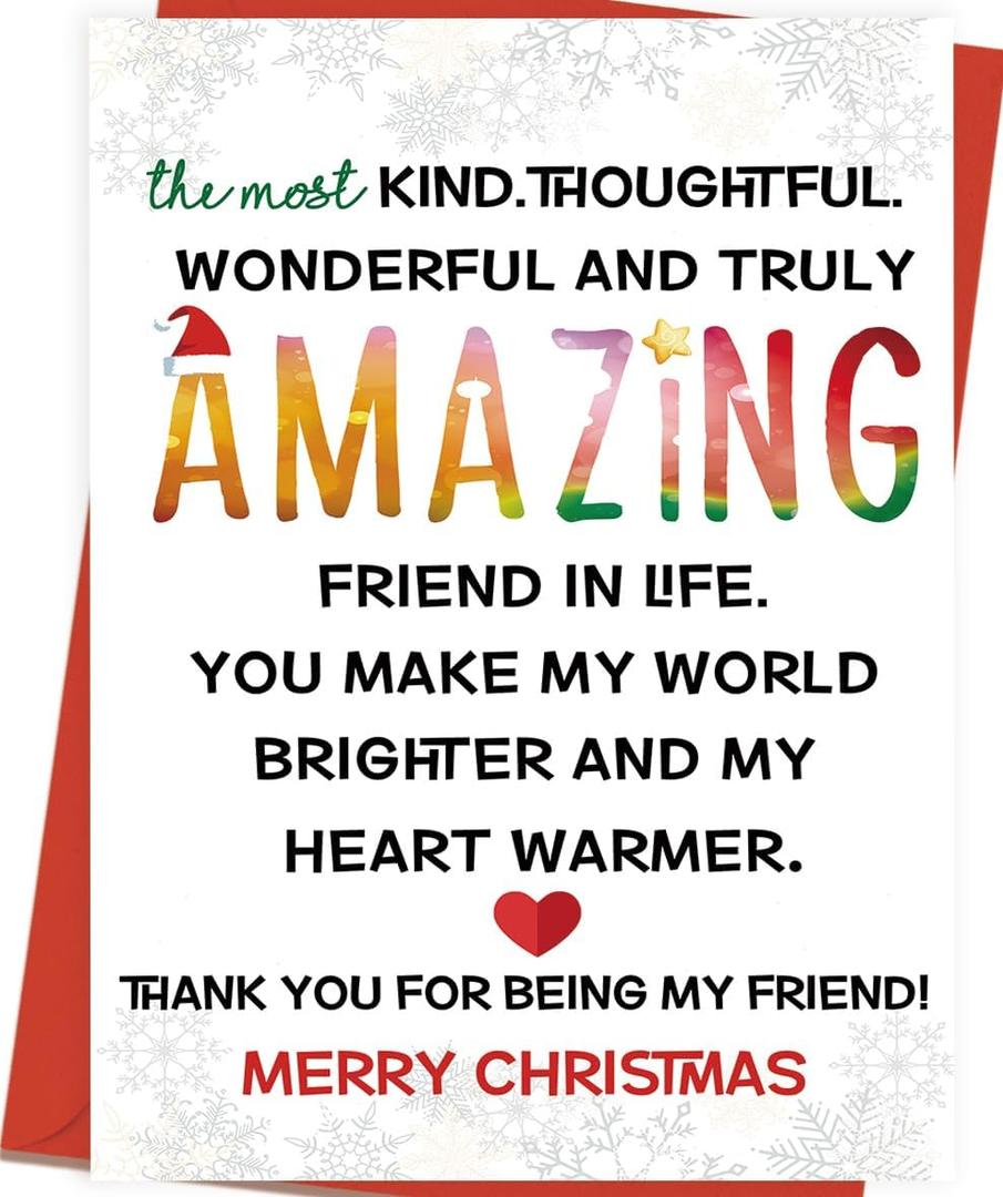 3 x OJsensai Christmas Thank You Card for Best Friend Bestie, Sweet Friendship Card for Him HerXmas Appreciation Gifts