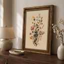 Vintage Gold Framed Botanical Wildflower Wall Art Rustic Botanical Canvas, 24"L x 16"W
