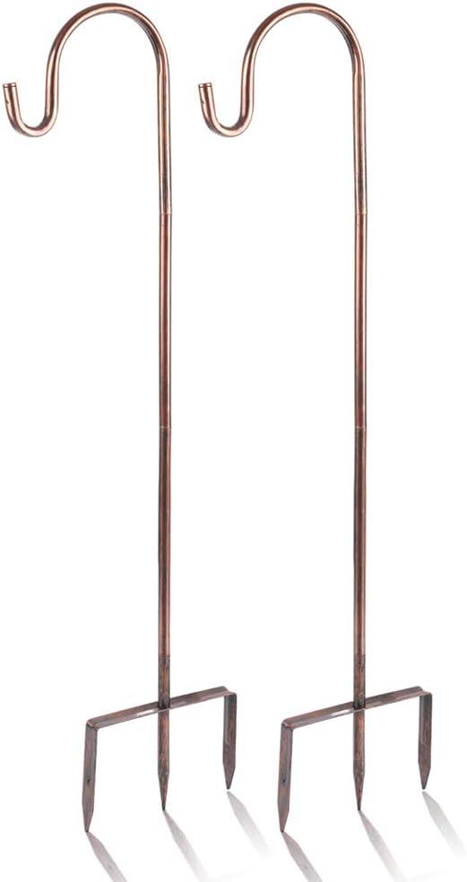 2 Pack Shepherd Hook 31 inch 1/2 inch Thick Use at Weddings, Hanging Solar Lights, Lanterns, Bird Feeders, Metal Hanger Hook (Bronze, 31 inch) U.S. Patent.