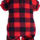 Pet Christmas Pajamas Red Black Buffalo Plaid Jumpsuit Dog Cat Soft Winter Clothes Puppy Doggie Checkered Sweater Apparel (X-Large)