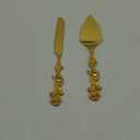 TANG SONG Rose Handle Vintage Stainless Steel Wedding Cake Knife and Serving Set (Golden)