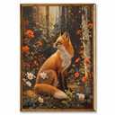 Abstract Fox Wall Art Orange Fox Canvas Painting Gothic Animal Prints Cute Fox Poster Gothic Forest Painting Wild Animal Pictures Fox Artwork Animals And Flower Canvas Fox Art Decor 16x24inch No Frame