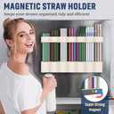 Straw Holder Large for Refrigerator 112025 Adjustable Two-Part Magnetic 3in1 Split Design Reusable Tumbler Straw Organizer Storage (Gream) (cream)