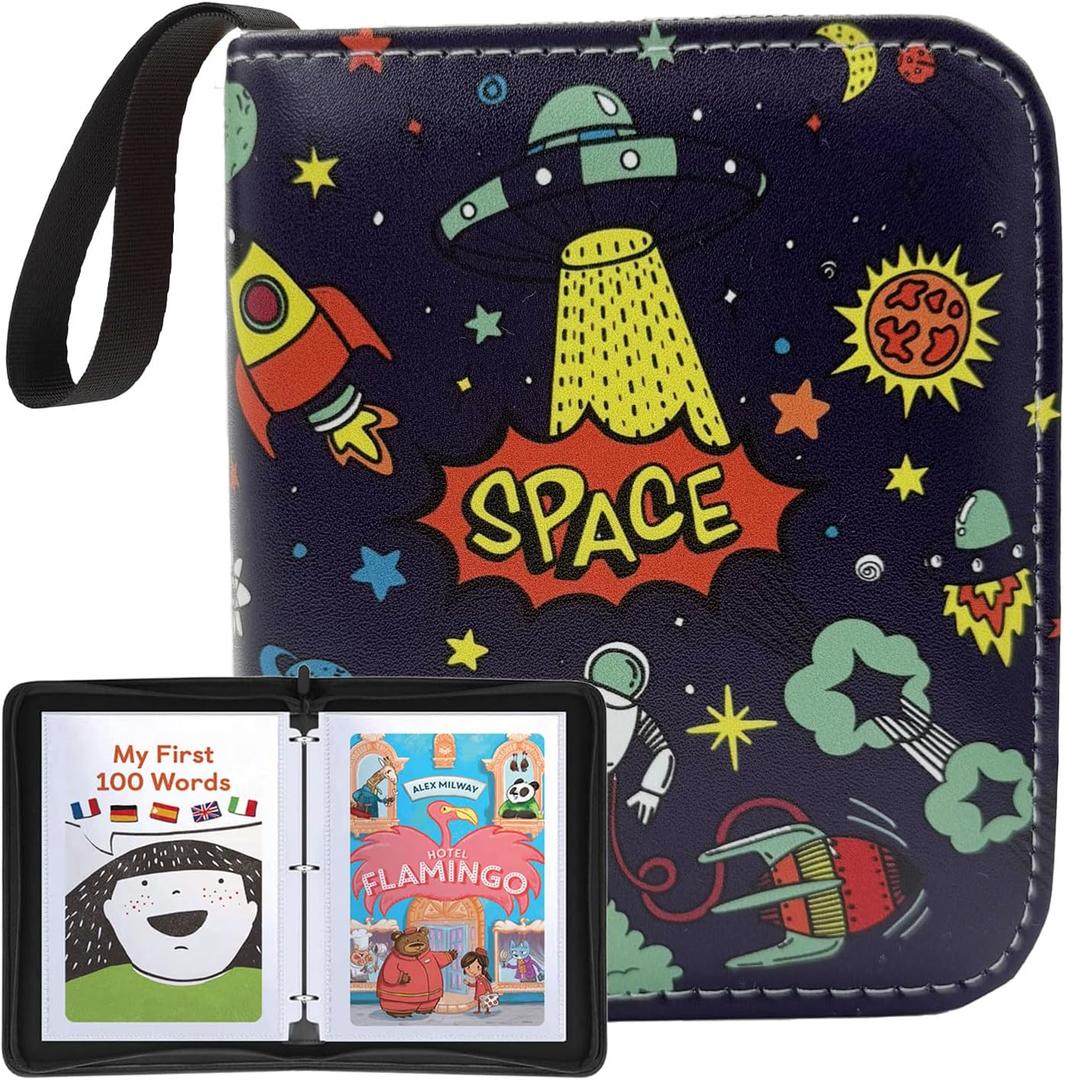 Card Holder for Yoto Cards 50 Cards Capacity Mini Card Case Organizer with Zipper Boys Card Storage Binder for Yoto Player and Yoto Mini Cards, Dark Blue