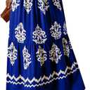 Happy Sailed Boho Long Skirts for Women Fashion Floral Print High Waisted A Line Flowy Maxi Skirt for Beach Vacation (Brown, L)