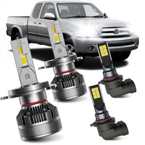HOEDUI Upgraded Light Bulbs Fit for 2000-2006 Toyota Tundra,High/Low Beam & Fog Lights Bulbs Combo,6500K Cool White, Plug and Play, Pack of 4