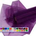 Purple Organza Tulle Fabric Rolls, Crystal Organza 12" by 50 Yards (150 ft) Sheer Nylon Silky Shiny Netting Spool Bolt for DIY Craft Table Runner Wedding Baby Shower Party Decor (Purple)