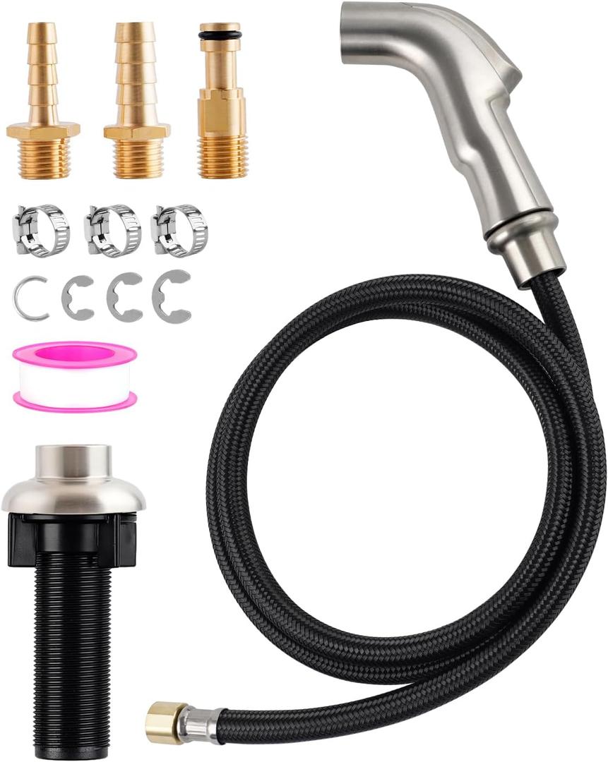 Kitchen Sink Faucet Sprayer Head Attachment Compatible with Moen Faucet Sprayer Replacement, Kitchen Sink Side Sprayer with Braided Hose/Holder, Brushed Nickel