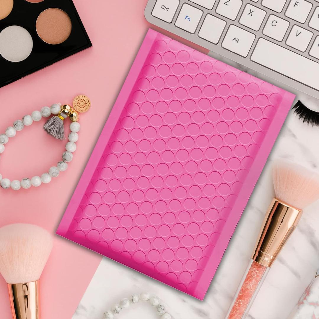 Yens Poly Bubble Mailers Waterproof Self Seal Adhesive Shipping Bags, Cushioning Padded Envelopes for Shipping, Mailing (Hot Pink, 8.5x12-50 PC)