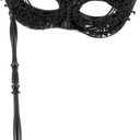 New Masquerade Mask for Women with Stick Shiny Women's Mardi Gras Mask for Costume Accessory