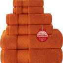 COZYART Orange Bath Towel Set 6 Piece, 2 Bath Towels 2 Hand Towels 2 Washcloths, Luxury 100% Turkish Cotton 650GSM Hotel Quality, Soft, Absorbent, Towel Sets for Bathroom
